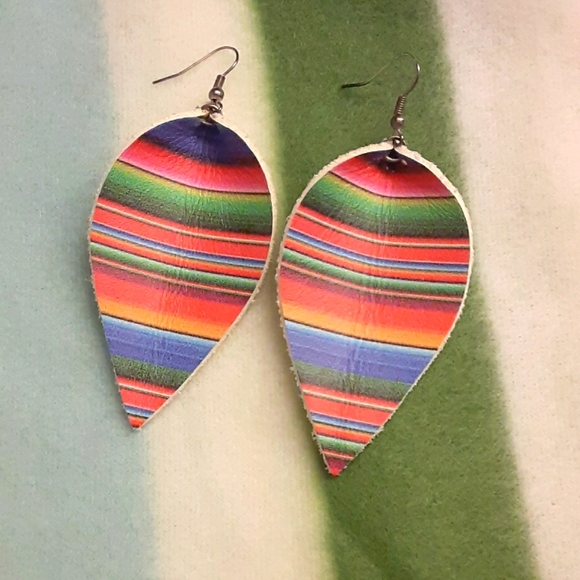 Southwestern Style Leather RainDrop Earrings